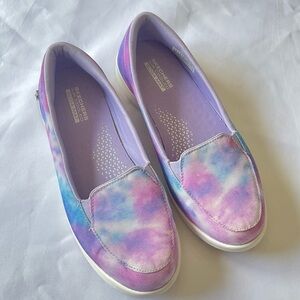 Skechers Slip On Shoes Blue and Purple Tie Dye Print